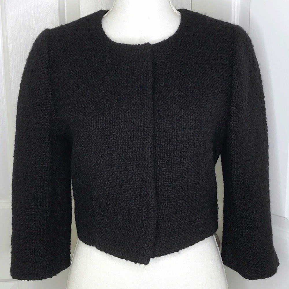 HOBBS LONDON Black Wool Boucle jacket blazer 10
